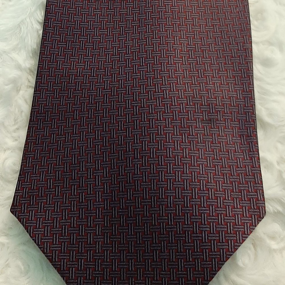 Tongue Tied Silk Neck Tie Red Blue Cross Hatch pattern Work Office Church